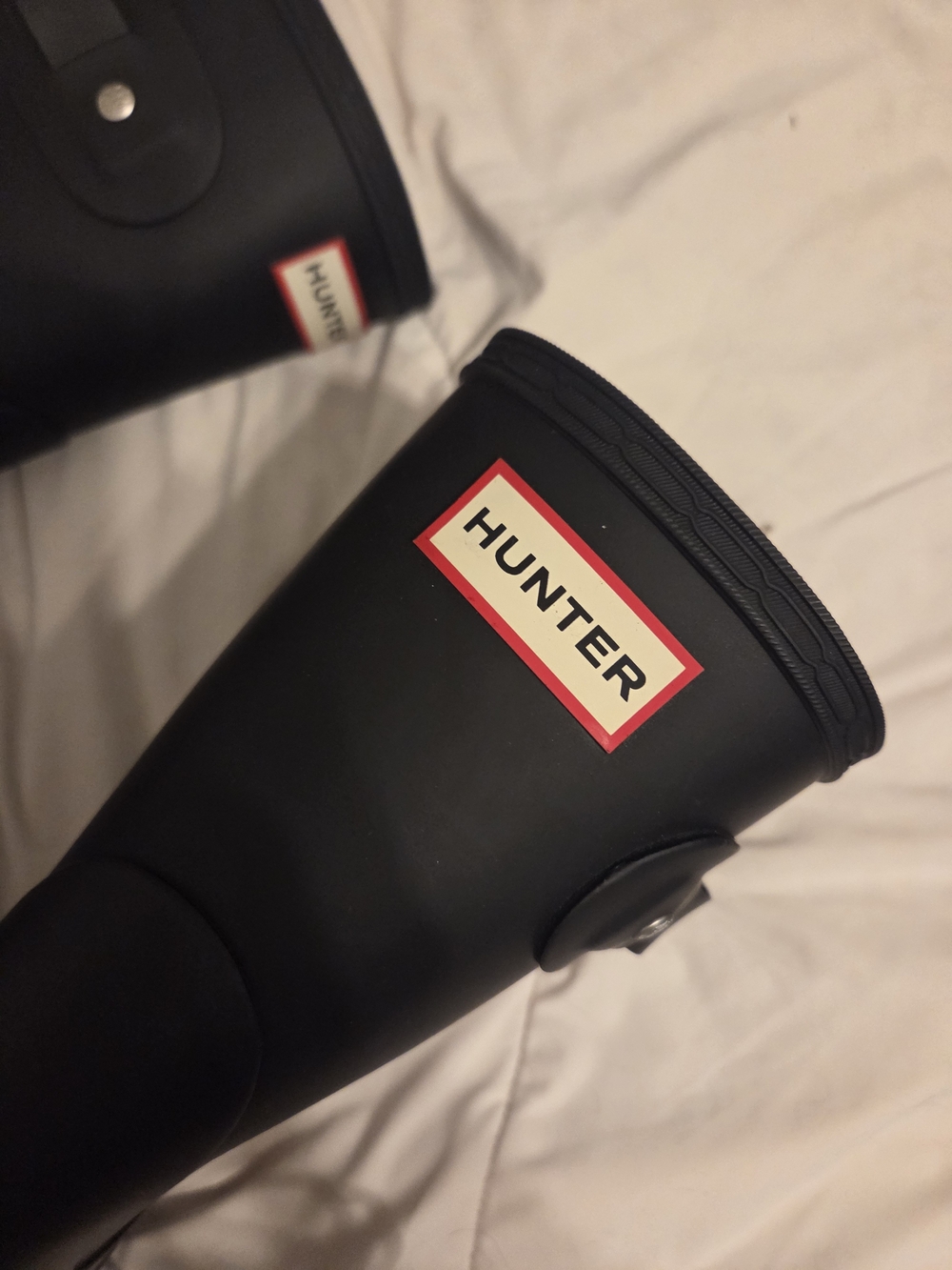 Hunter Black Rain Boot Sole with Red Heel Logo